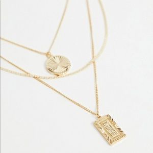 Gold layered necklace w/ vintage engraved pendants